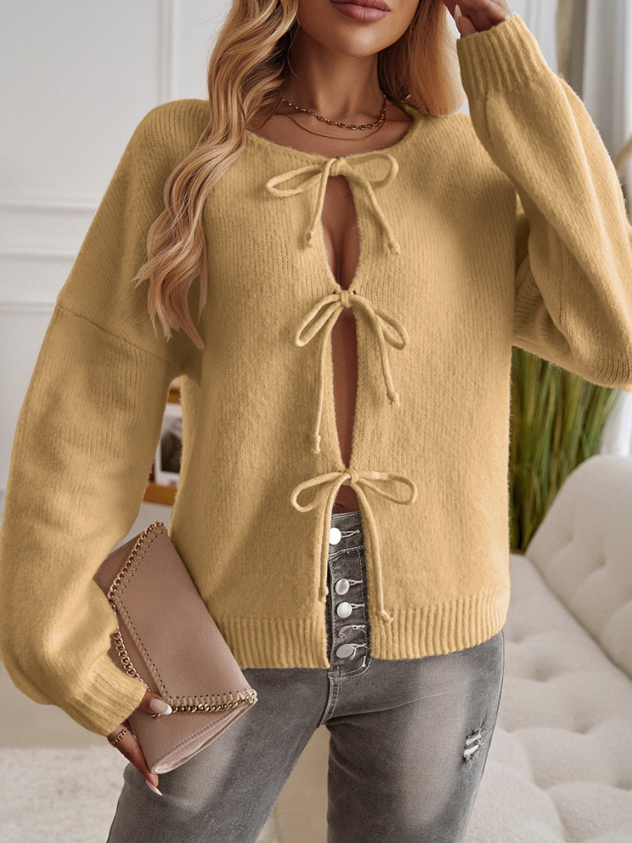 Lace up Bow Hollow Sweaters
