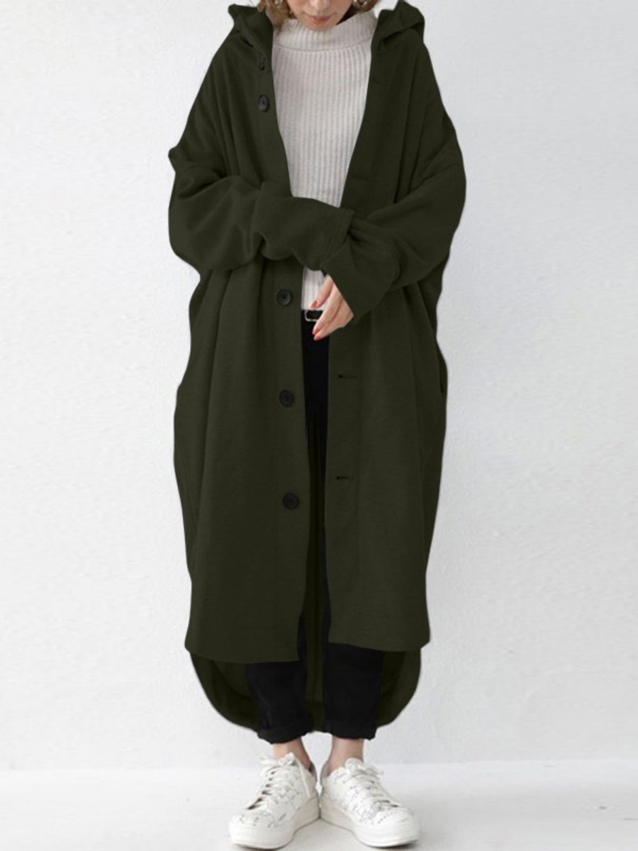 Hooded Single-breasted Loose Mid-length Trench Coats