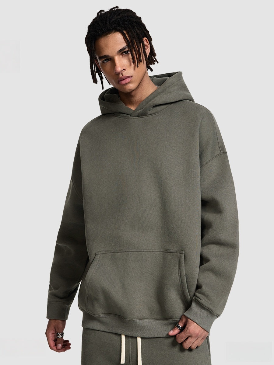 Solid Color All-match Plush Loose Hooded Hoodie Set