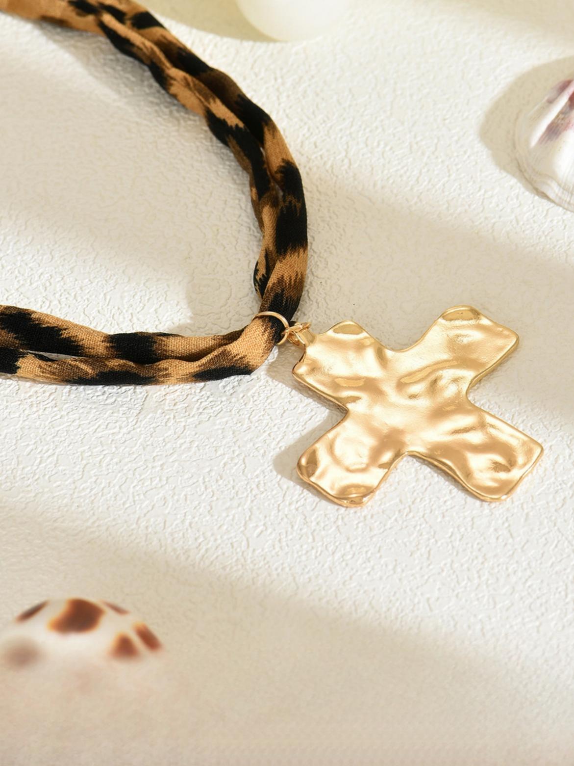 Leopard Print Seashell Starfish Necklace