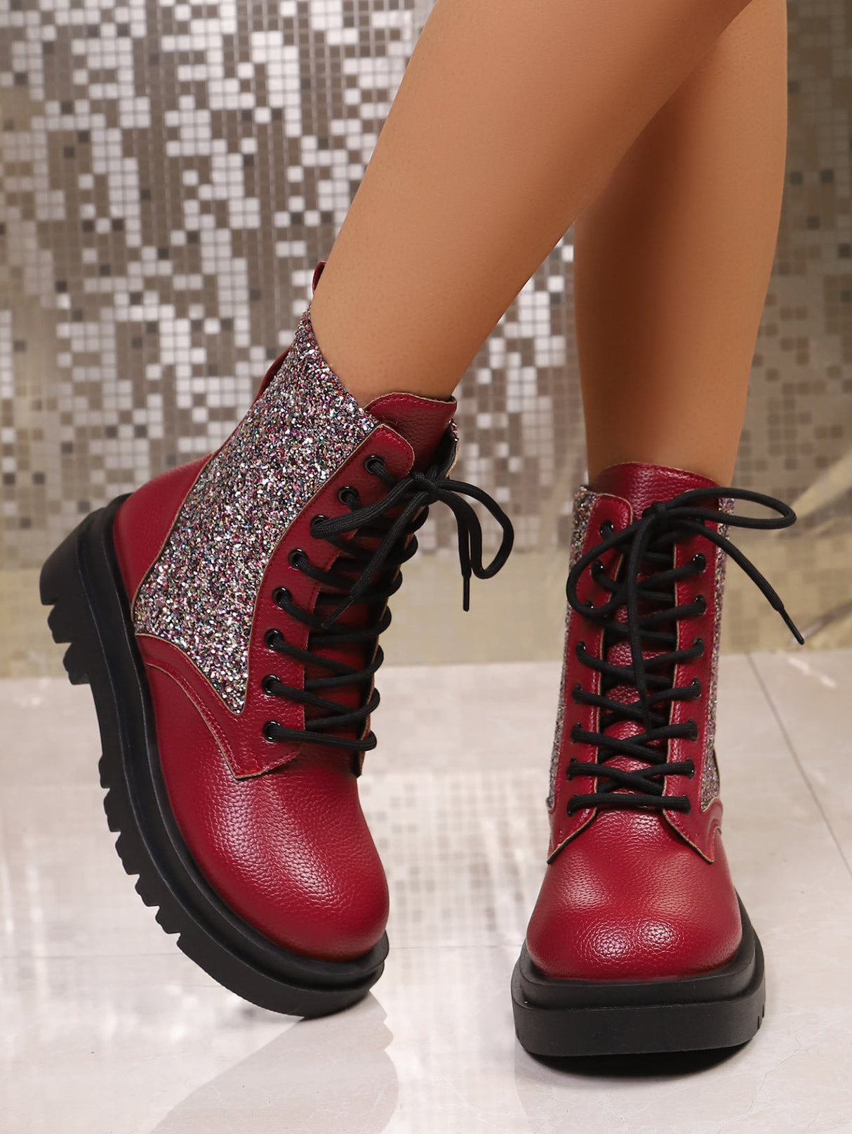 Sequined Women's Martin Boots