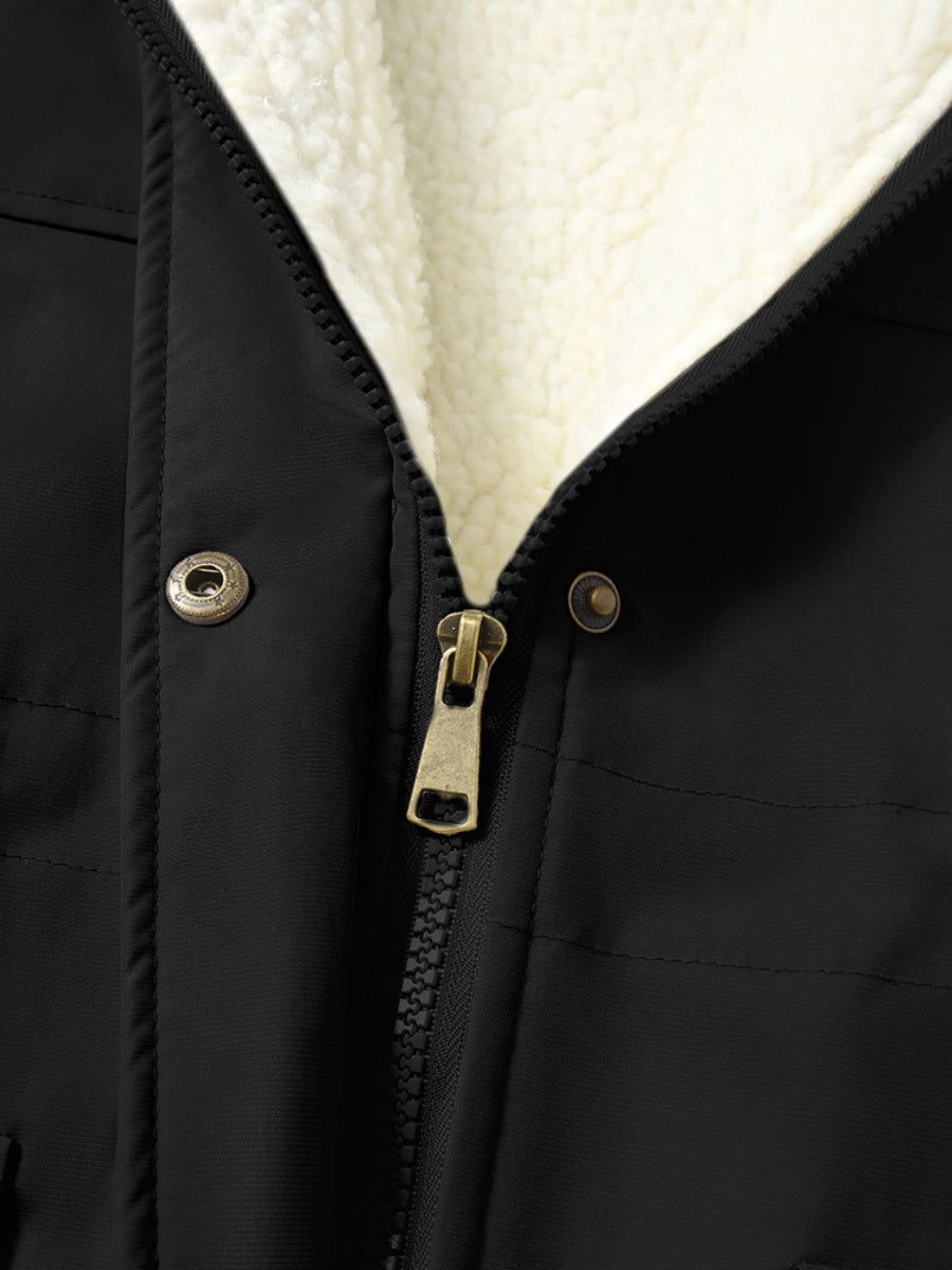 Vest-style Hooded Vests Imitation Lambskin Multi-pocket Sleeveless Workwear Jacket/windbreaker