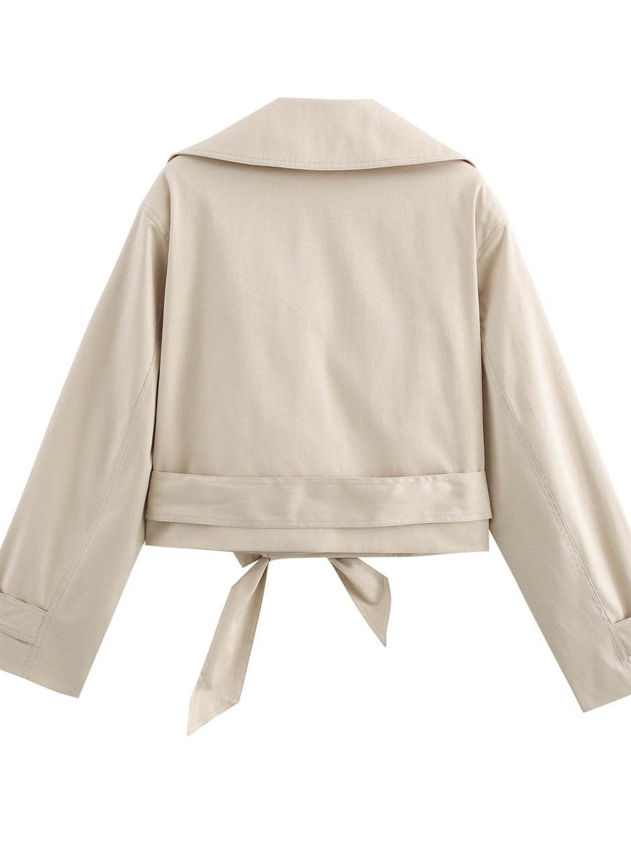 Lace up Buttons Short Trench Coats