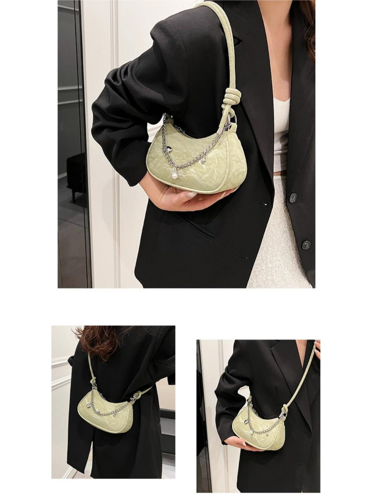 Heart-shaped Metal Chain Crossbody Bag