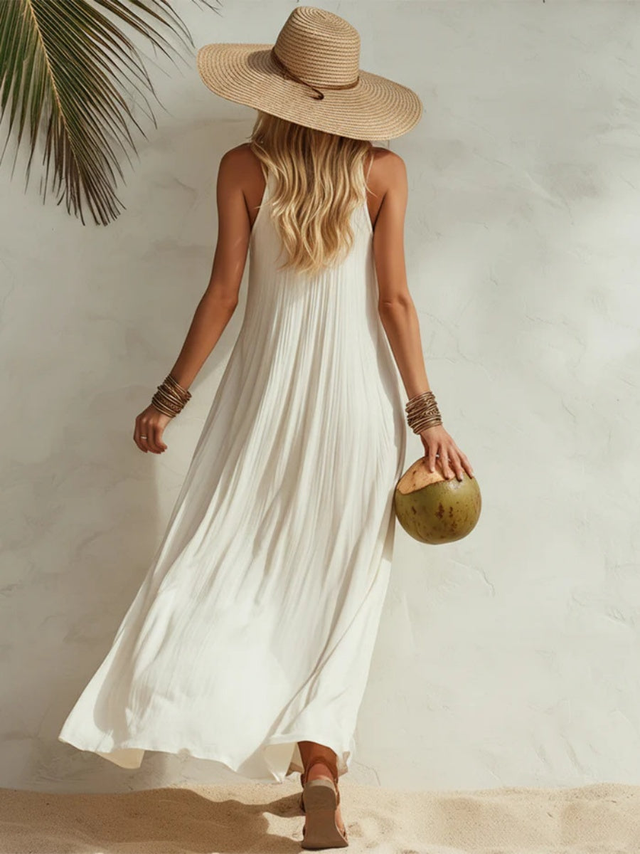 Loose-fitting Long Dress With A Tank Top Beach Vacation Style
