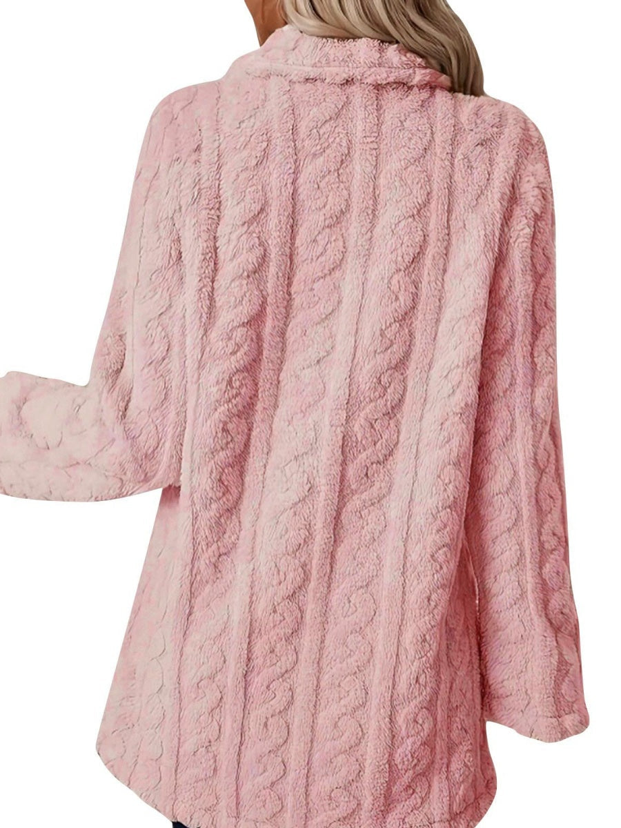 Twist Pattern Geometric Patterns Warm Blazer Collar Double-breasted Mid-length Jacket