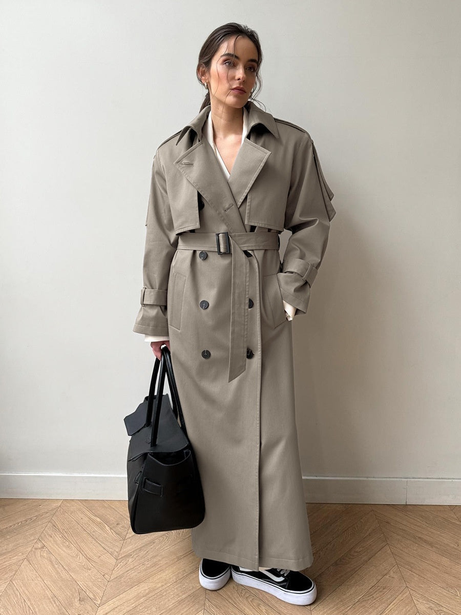 Pure Cotton Retro Loose Belted Trench Coat