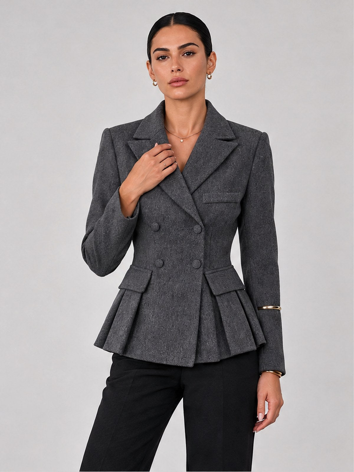 Buttons Solid Color Blazers