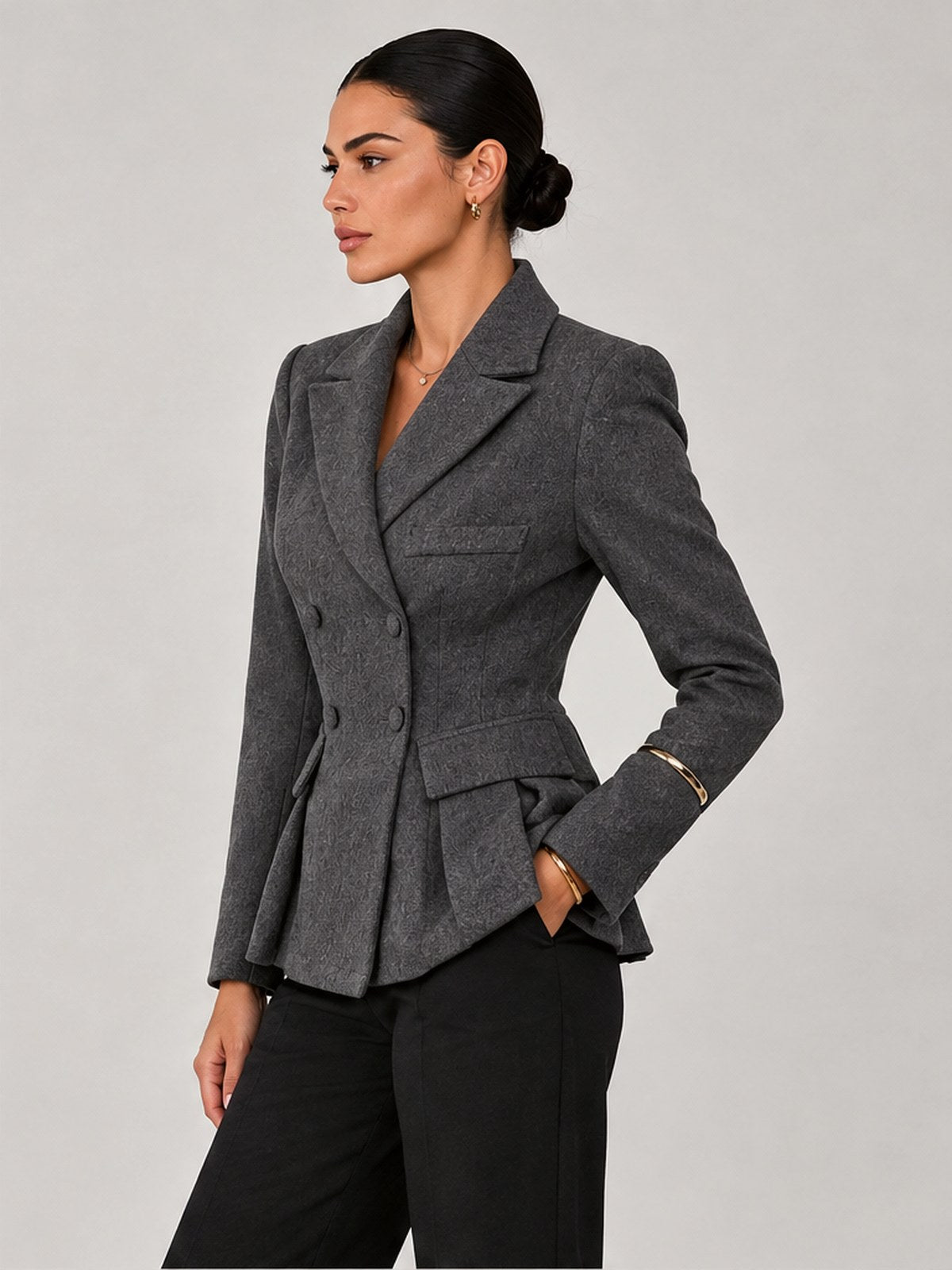 Buttons Solid Color Blazers