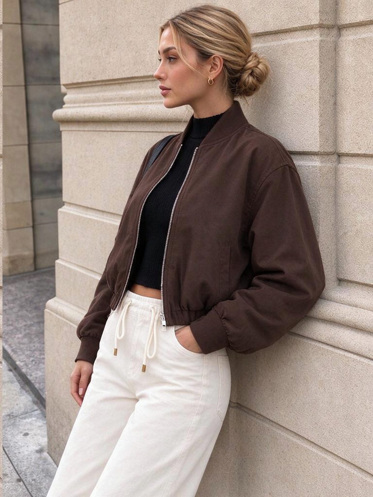 Pocket Solid Color Trench Coats