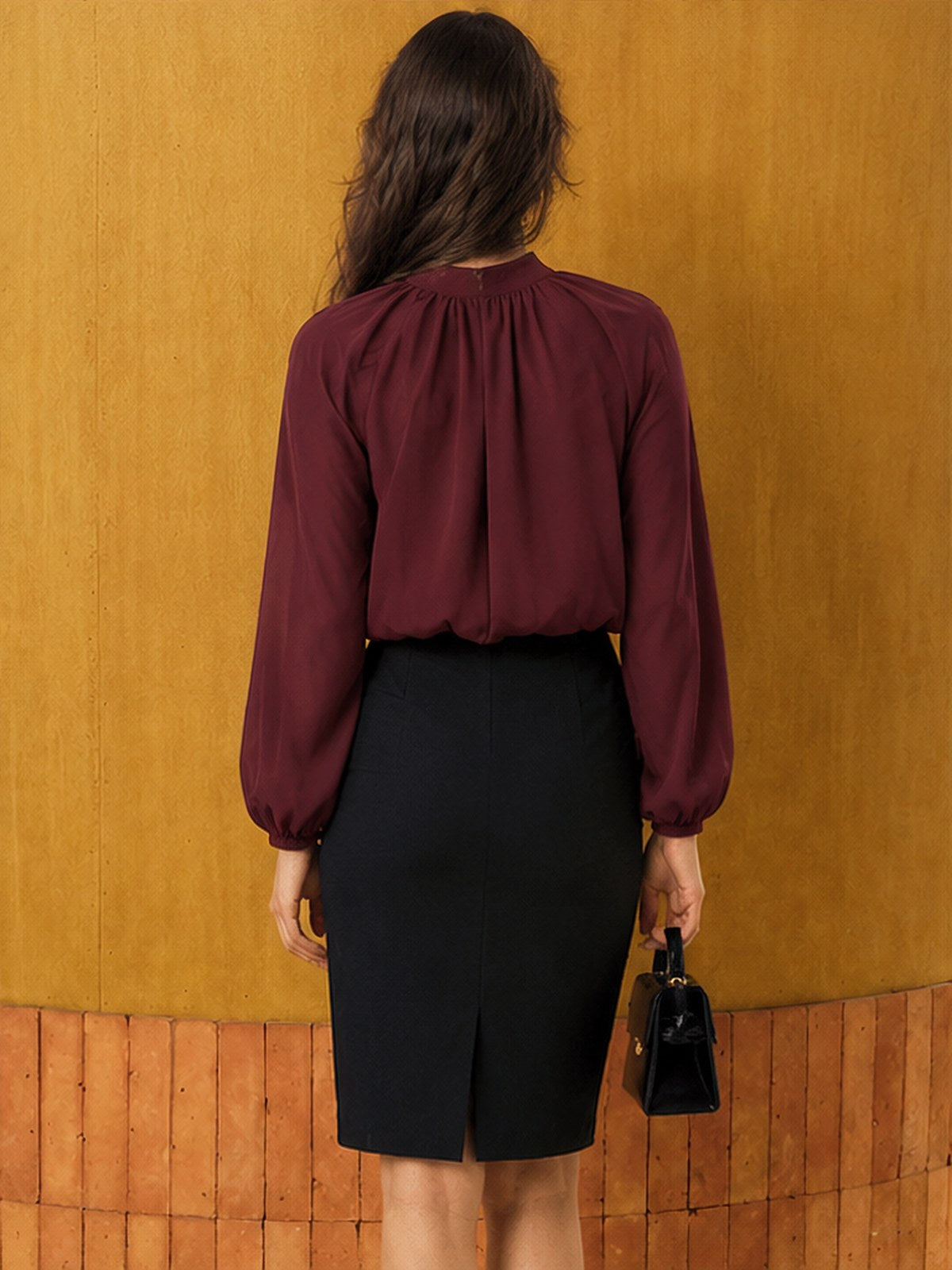 Lace-up Hollow Out Solid Color Blouse&Shirts