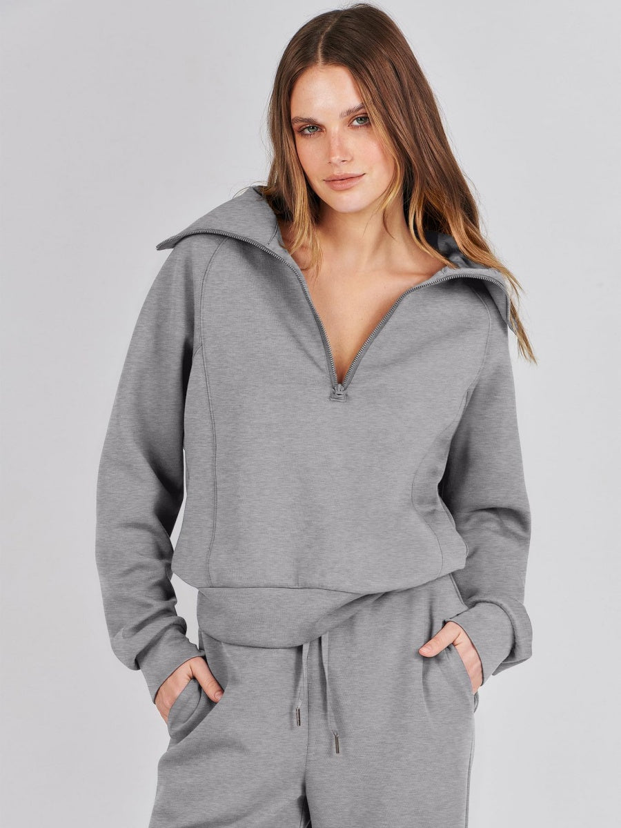 Ensembles 2 pièces Liber Automne pour femmes, fermeture éclair, couleur unie