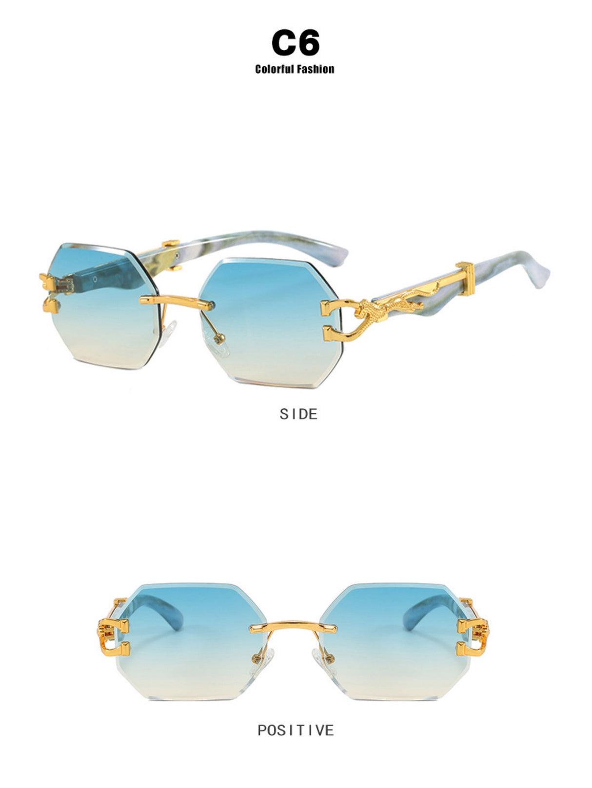 Metal Frameless Polygonal Sunglasses