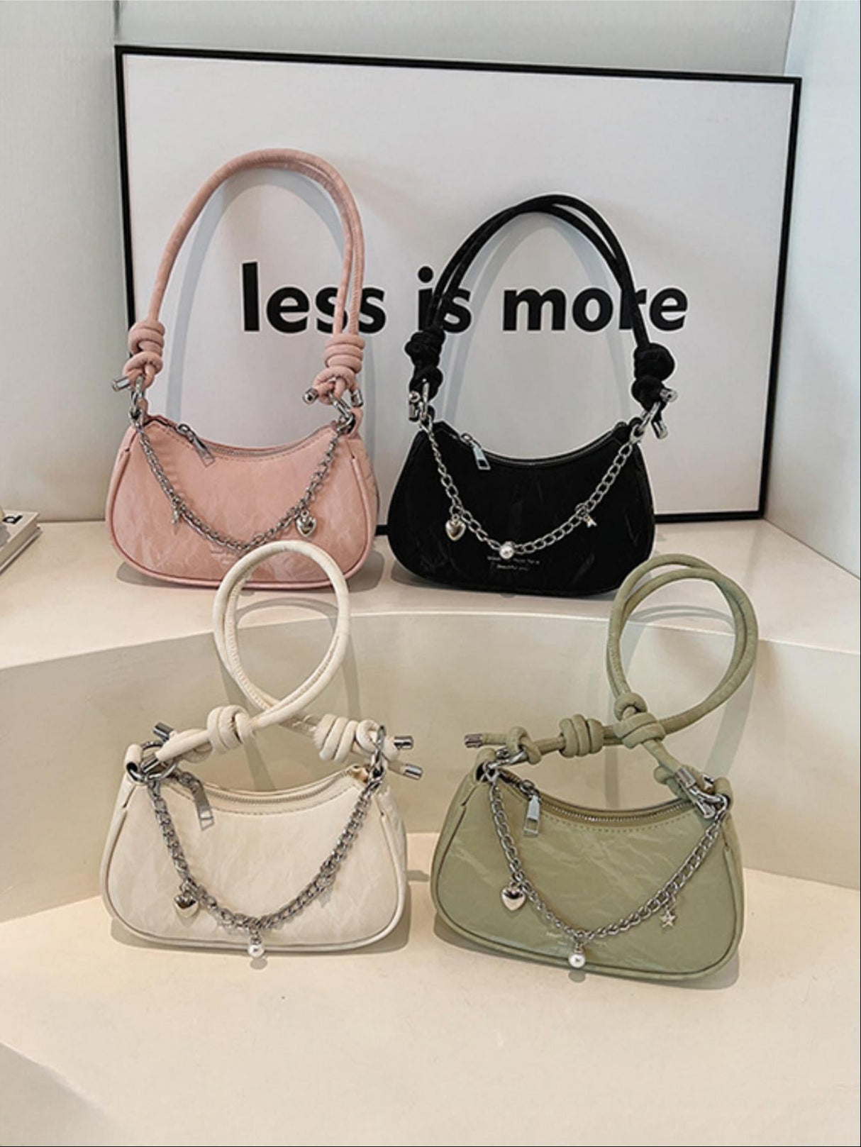 Heart-shaped Metal Chain Crossbody Bag