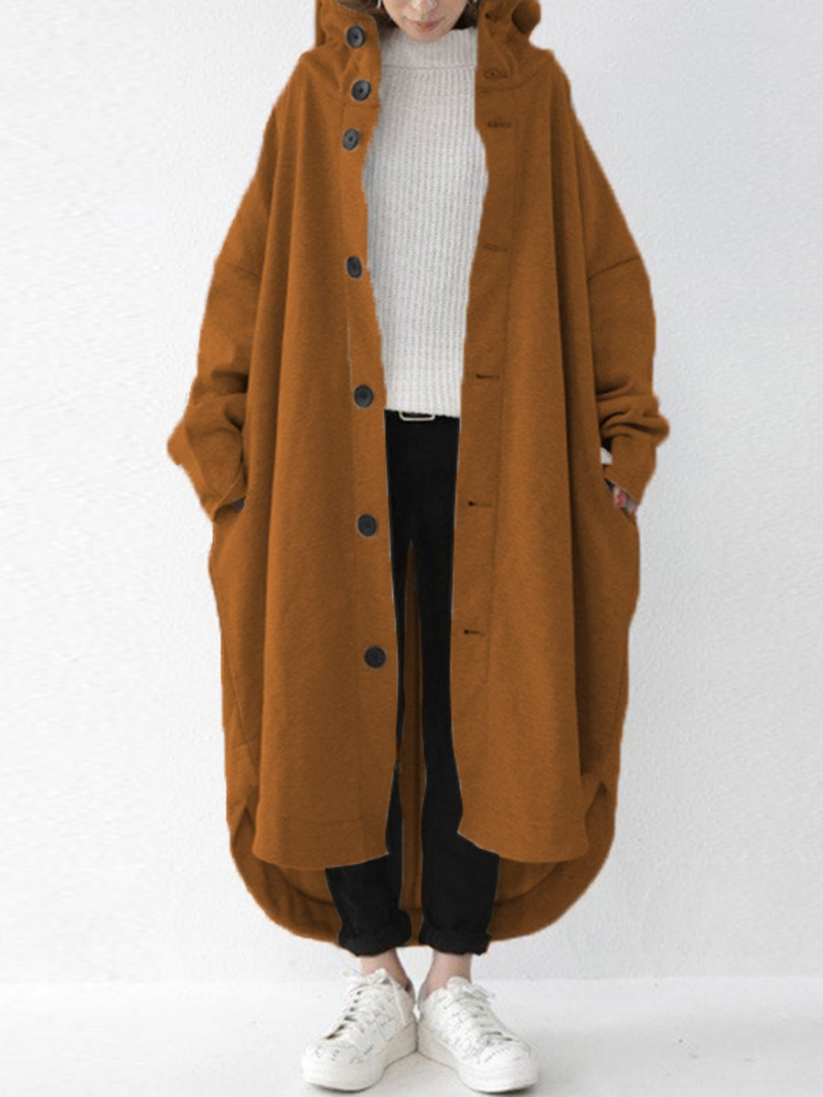 Hooded Single-breasted Loose Mid-length Trench Coats