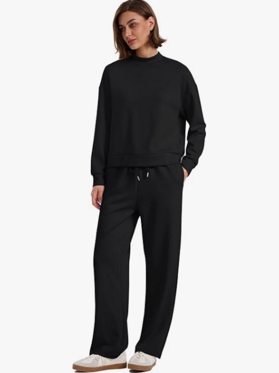 Sports Casual Suit Long-sleeved Pullover Sweatshirt Wide-leg Pants 2-piece Sets