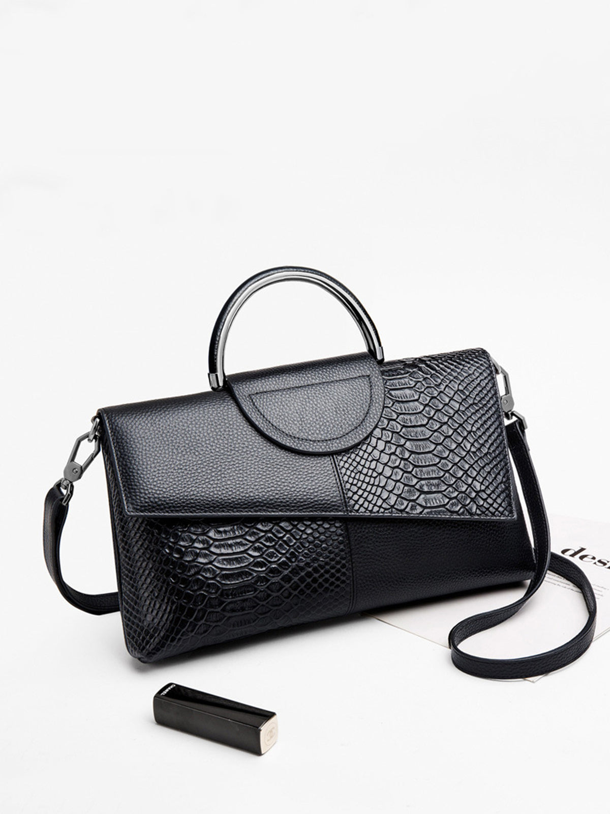 Snake-print Color-block Clutch/crossbody Bag