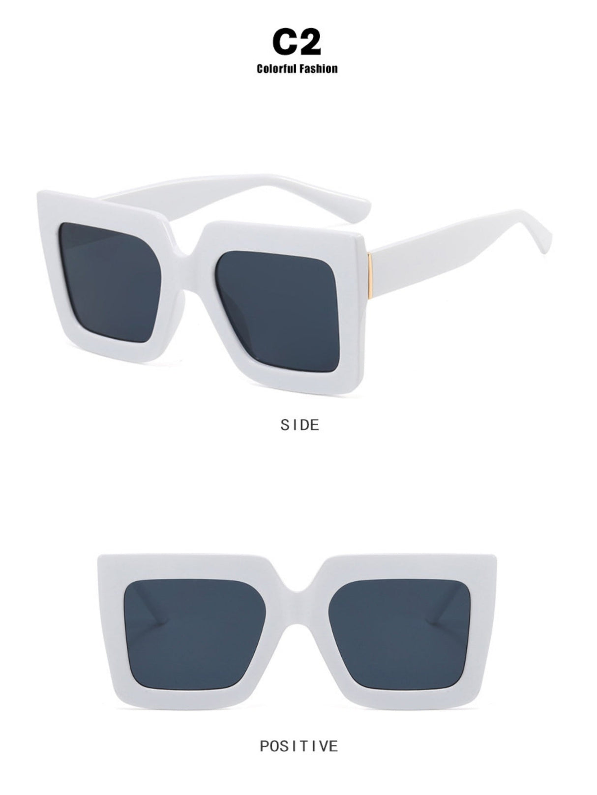 Farbblockierte, quadratische, übergroße, stylische Brille