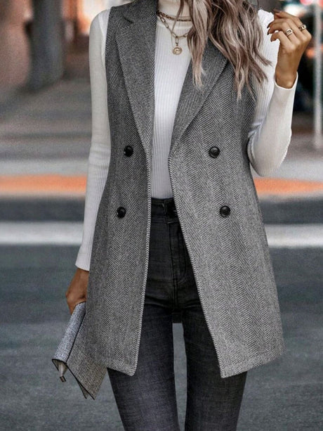 Splicing Herringbone Pattern Suit Sleeveless Vest