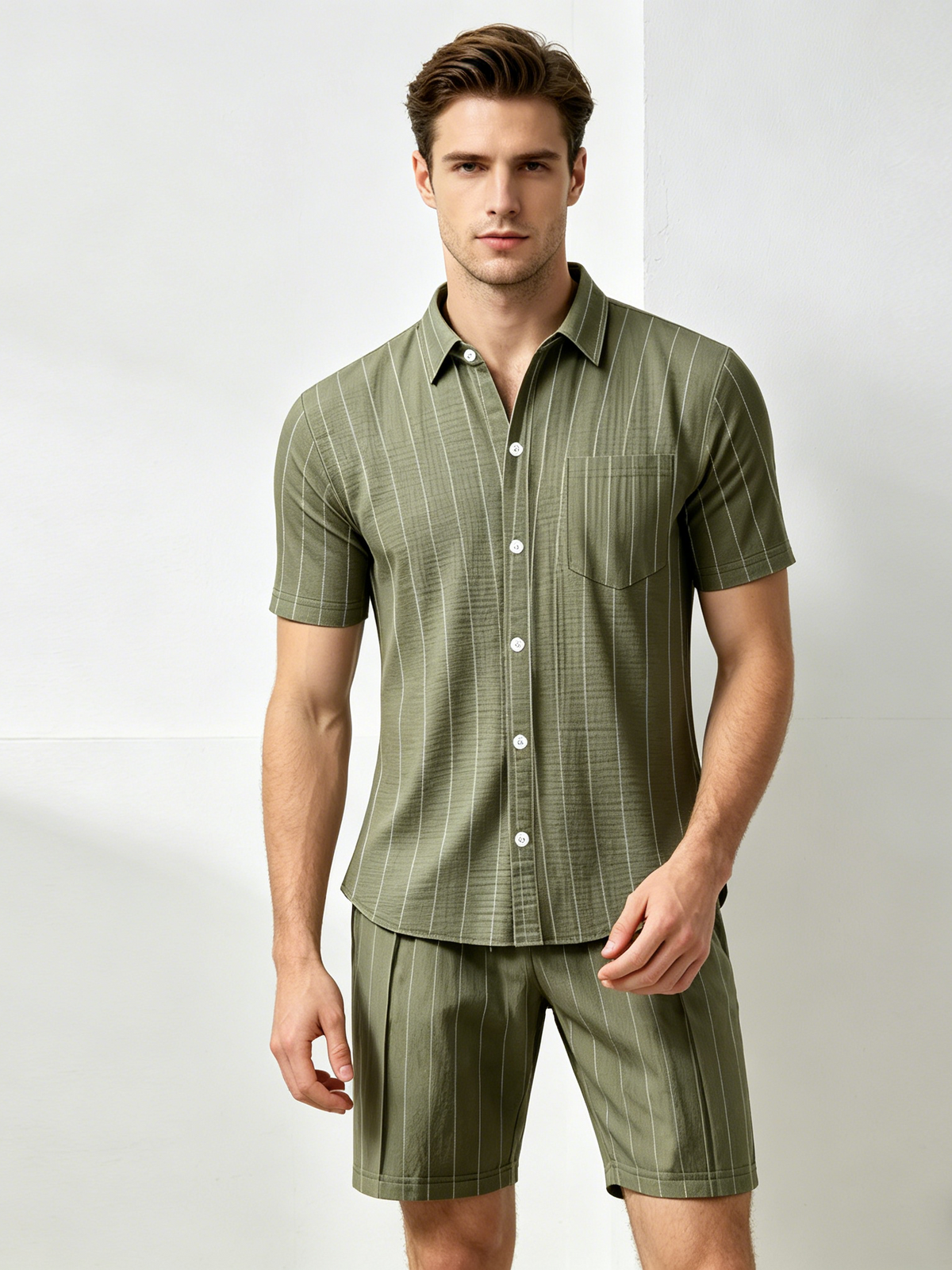 Flax Stripes Loose-fit Beach Set 2-piece Sets
