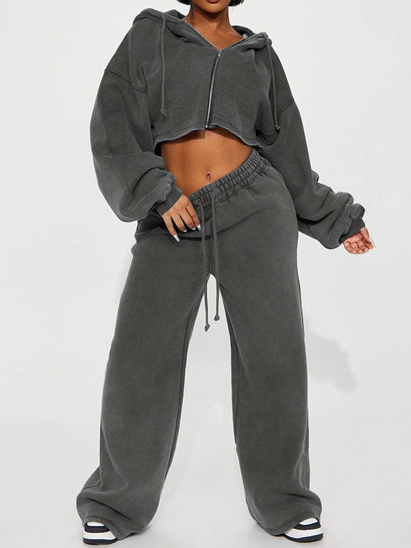 Long-sleeved Athletic Casual Sweatshirt Set