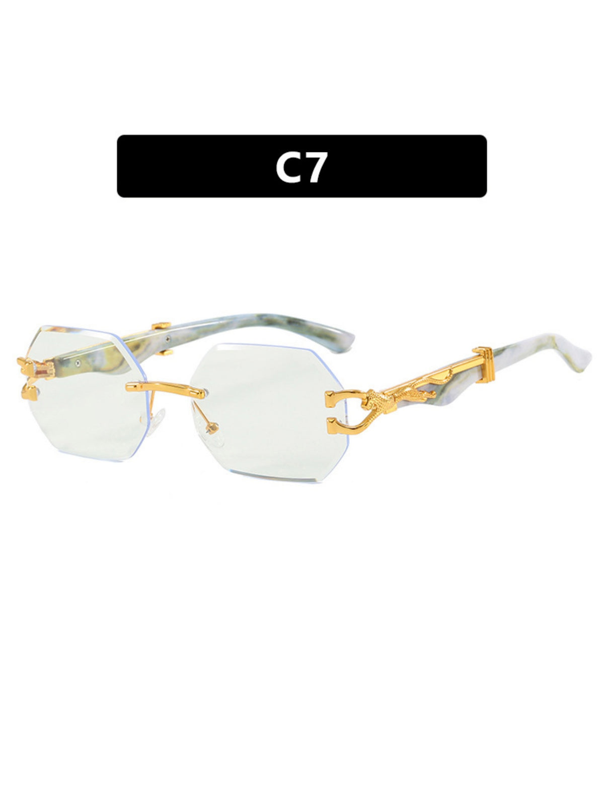 Metal Frameless Polygonal Sunglasses