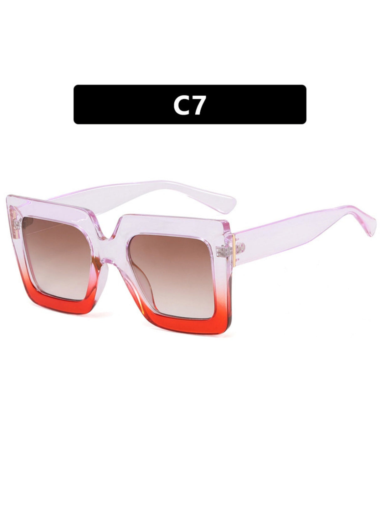 Farbblockierte, quadratische, übergroße, stylische Brille
