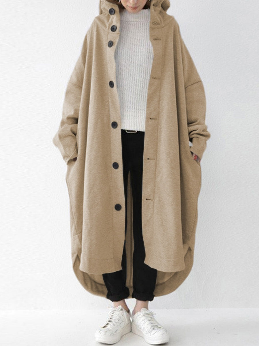 Hooded Single-breasted Loose Mid-length Trench Coats