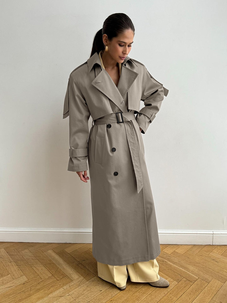 Pure Cotton Retro Loose Belted Trench Coat