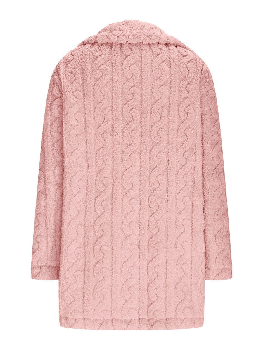 Twist Pattern Geometric Patterns Warm Blazer Collar Double-breasted Mid-length Jacket