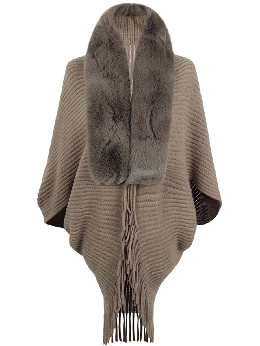 Fur Collar Tassel Cloak Cardigans