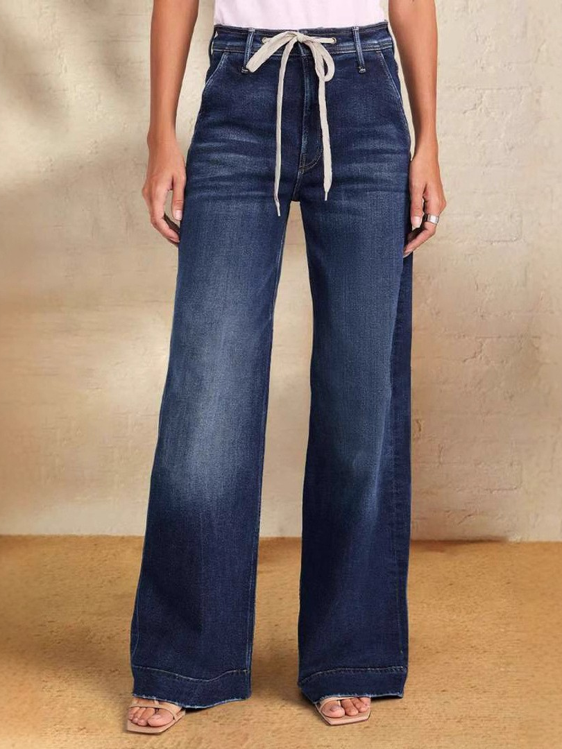 Drawstring Wide-Leg Jeans