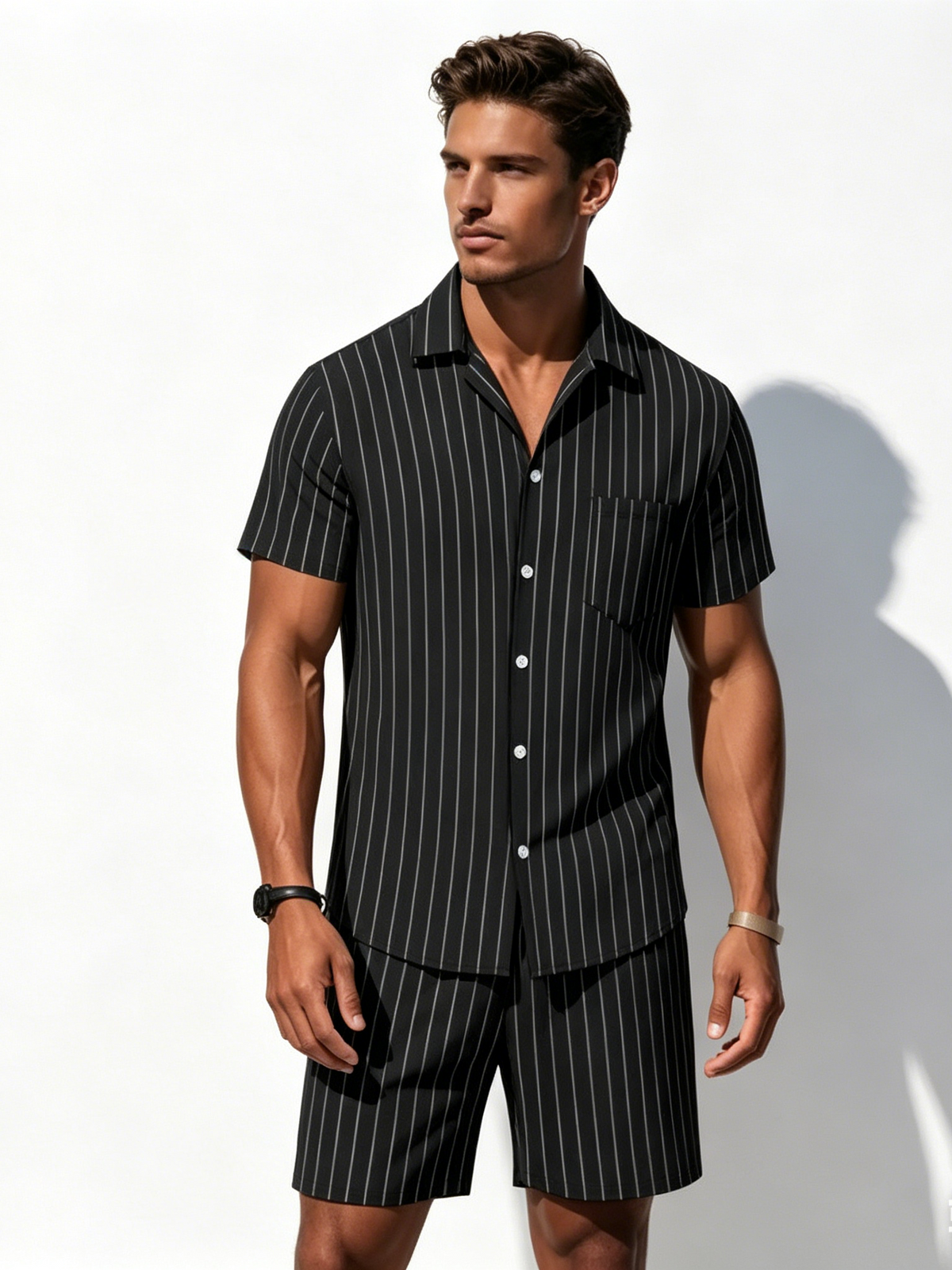 Flax Stripes Loose-fit Beach Set 2-piece Sets