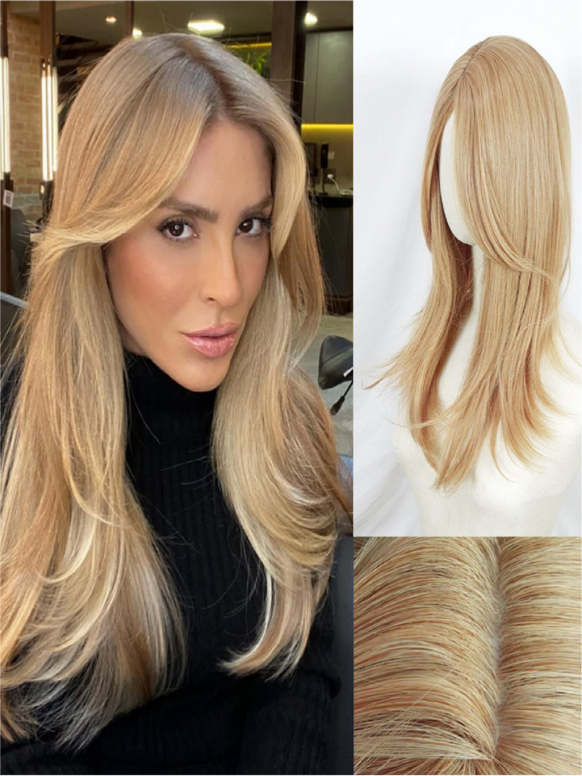 Invisible, Seamless Synthetic Long Wig That Covers Gray Hair