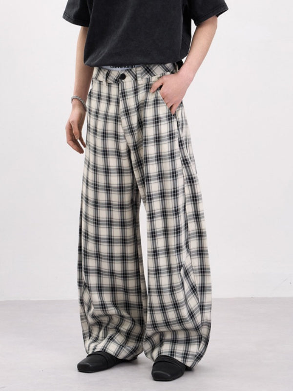 Old Money Style Plaid Machete Baggy Dress Pants Pants