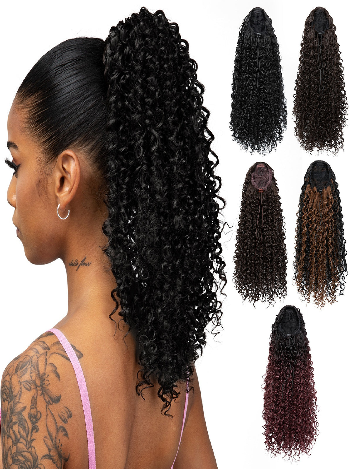Small Curly Ponytail Synthetic Fiber Drawstring Braid High-temperature Silk Wig