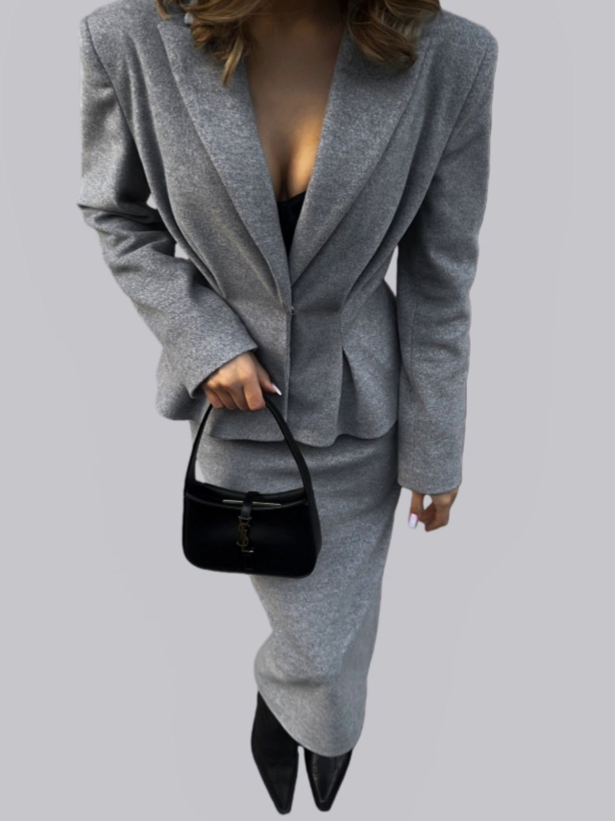 Waist-cinching Elegant Suit Jacket Skirts 2-piece Sets