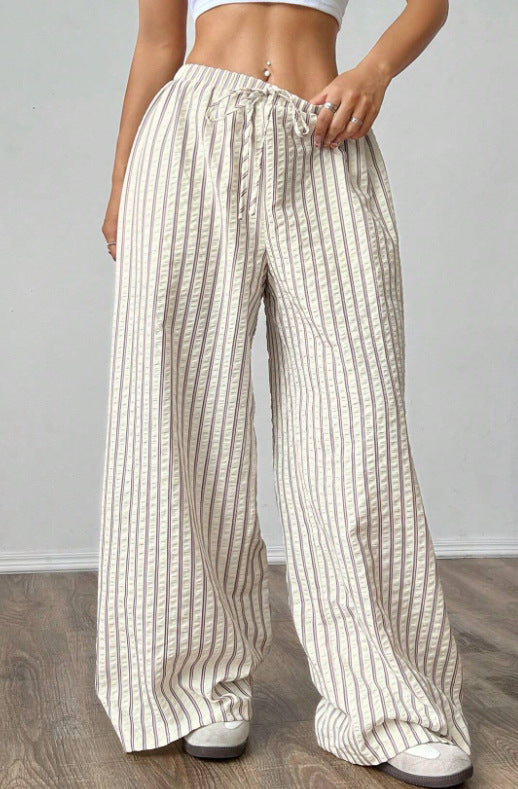Striped Casual Straight-leg Versatile Trousers