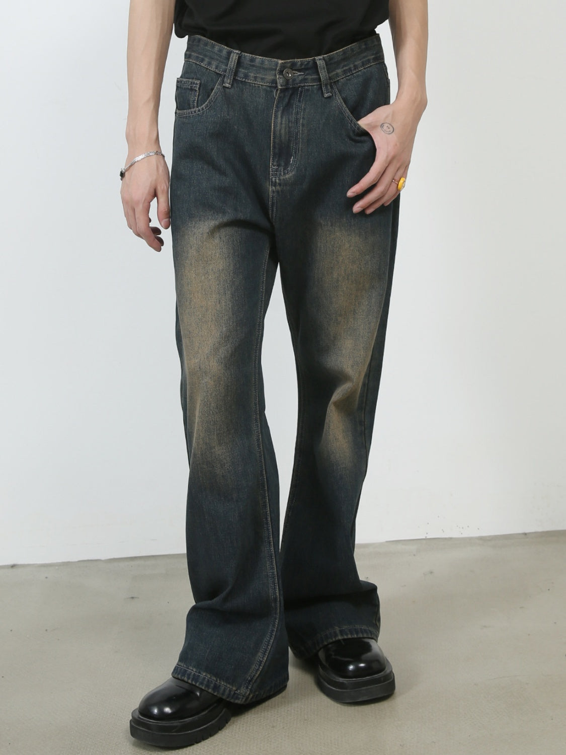 Retro Washed Denim Loose-fit Pants