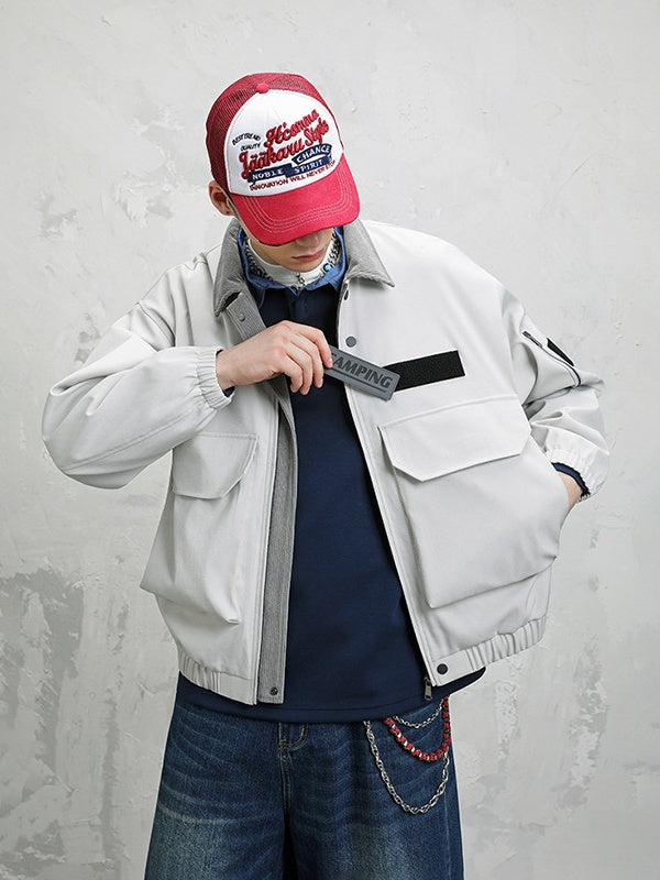 Leisure Multiple Pockets Wasteland Style Retro Lapel Work Jacket