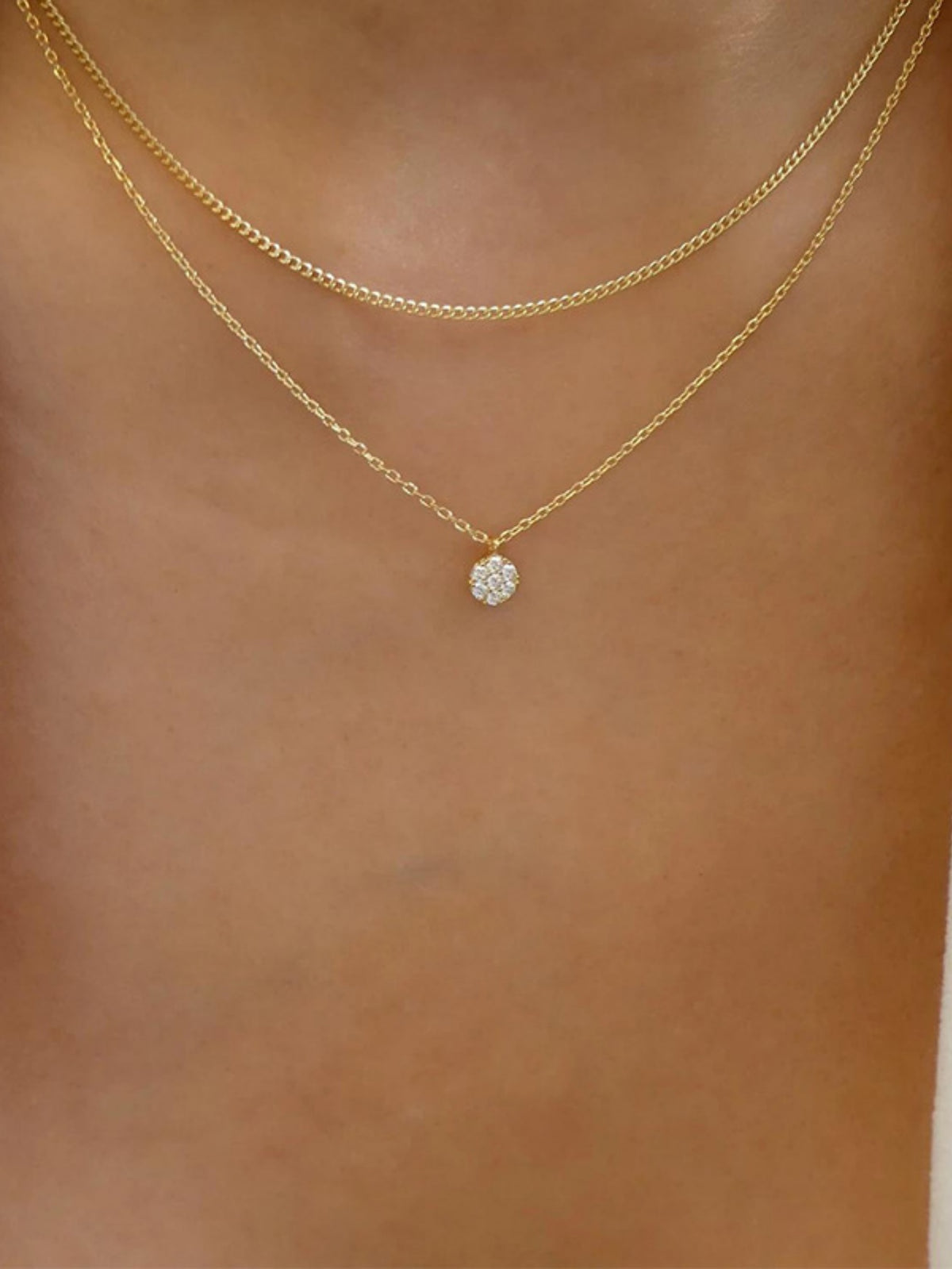 Diamond-set Multi-layered Pendant Necklace