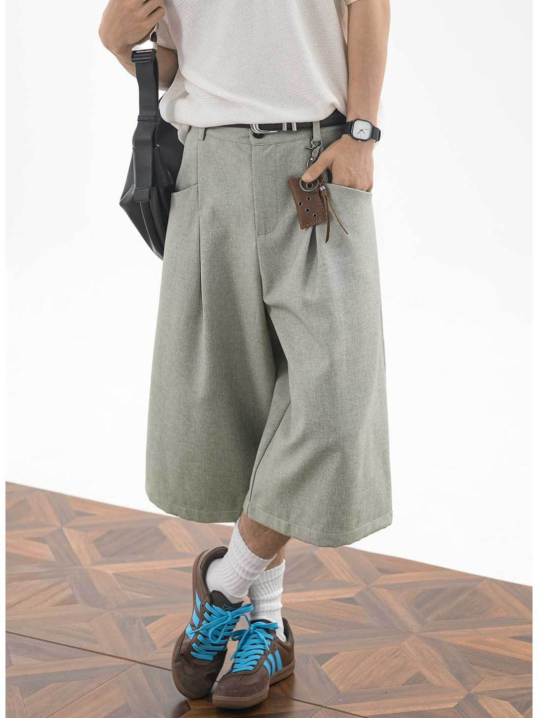 Imitation Linen Loose-fit 7 Points Dress Pants Shorts