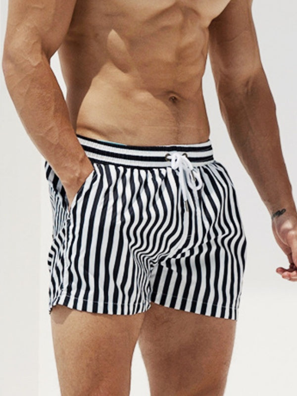 Stripes Beach Quick-drying Loose-fit Swimming Trunks