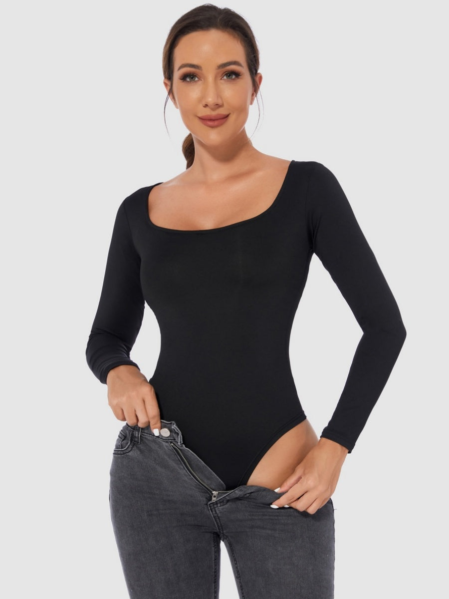 Slim Fit U-neck Long Sleeve Slimming Bodysuit
