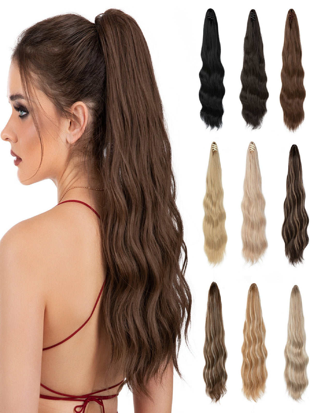 Big Wavy Ponytail Hair Extension Wig