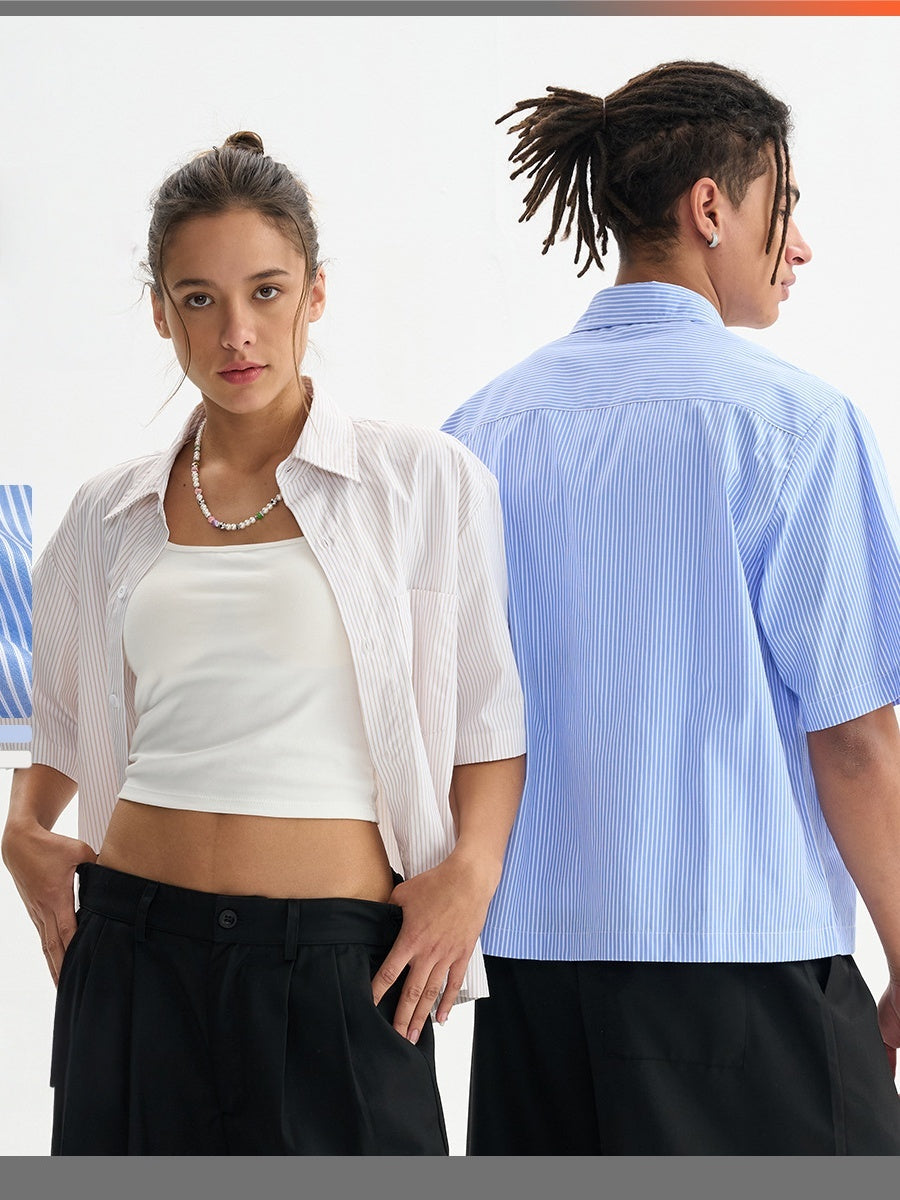 Liber Summer Men's Front pockets Stripes Shirts