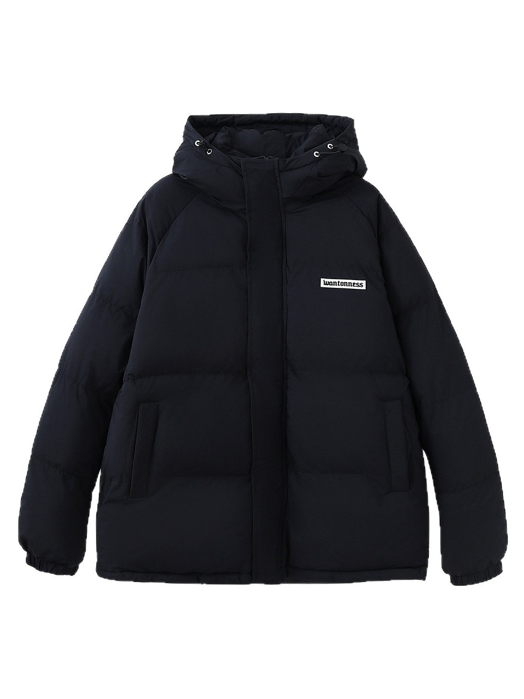 Stand-Collar Webbing-Trim Loose Thermal Puffer Jacket