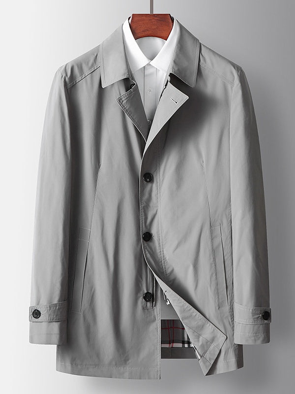 Business Wrinkle-Free Mid-Length Trench Coat