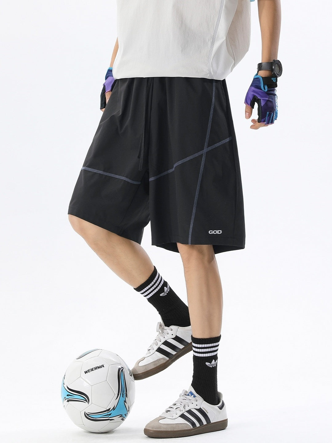 Water-repellent Reflective Color-blocked Lightweight Breathable Five Points Shorts