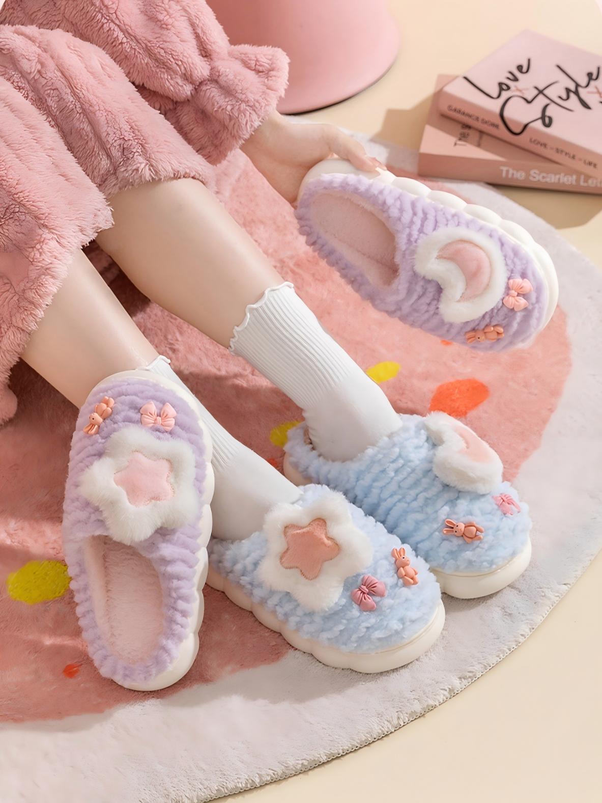 Colorblock Floral Slippers